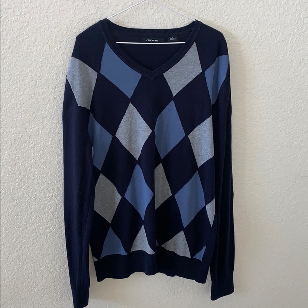 Claiborne V Neck Argyle Men’s Sweater